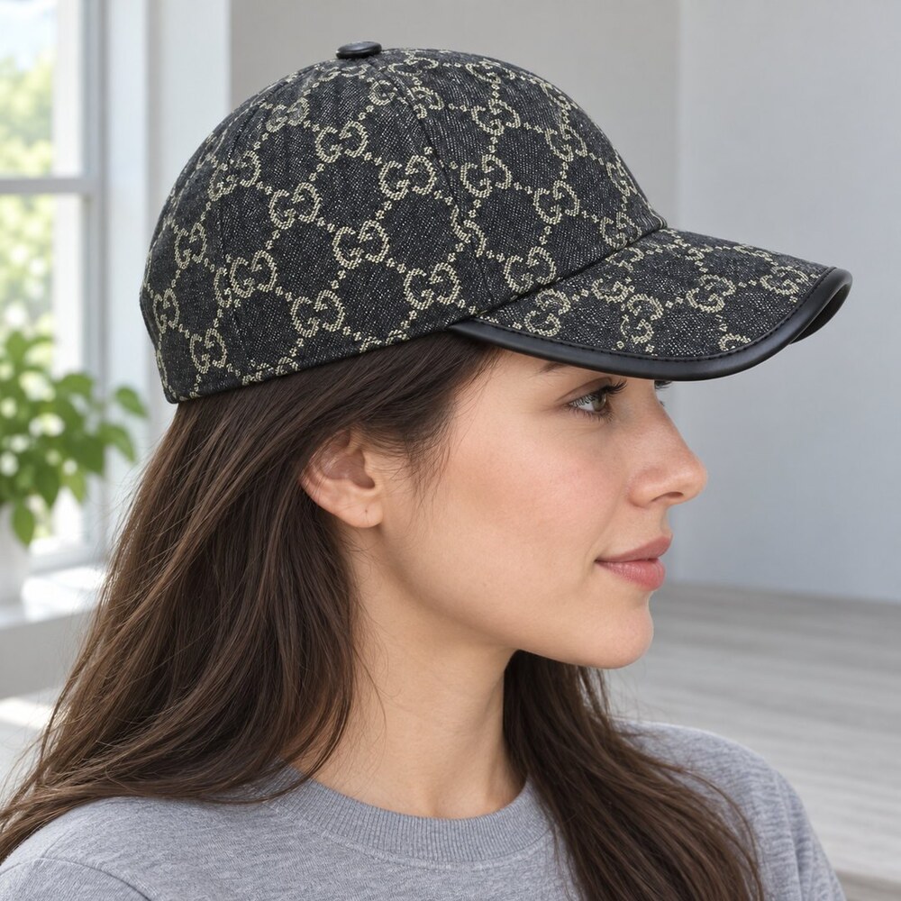 Gucci Black GG Monogram Baseball Cap - Picture 3 of 6